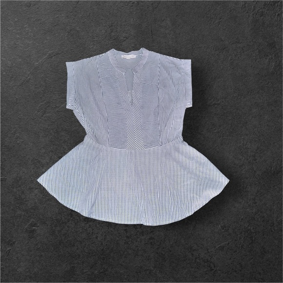 Monteau Black and White Striped peplum Blouse - Picture 2 of 5